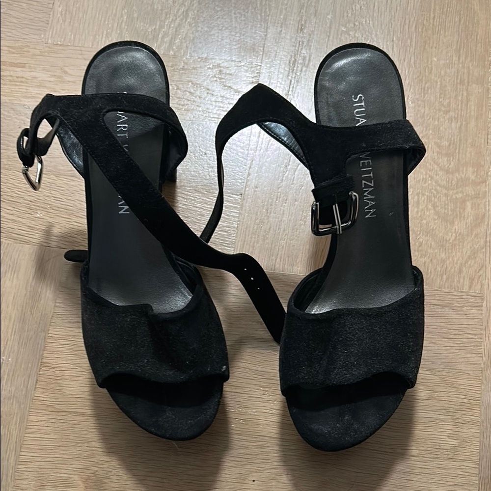 Stuart Weitzman Black Sandals with Medium Heel